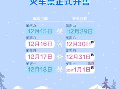 元旦假期首日火车票今天开抢，第三方平台预约订单量增近2倍